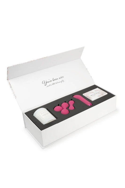 Nice and Naughty Gift Set: White, Pink - Candle, Ami, G-Spot Bullet, Treat Cards