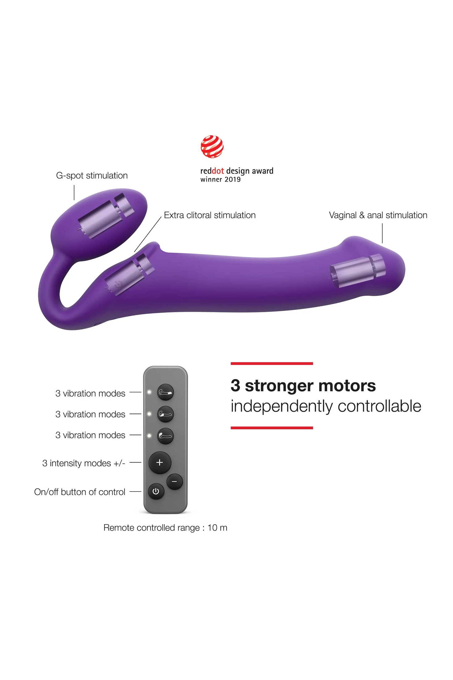 VIBRATING BENDABLE STRAP-ON - M - PURPLE