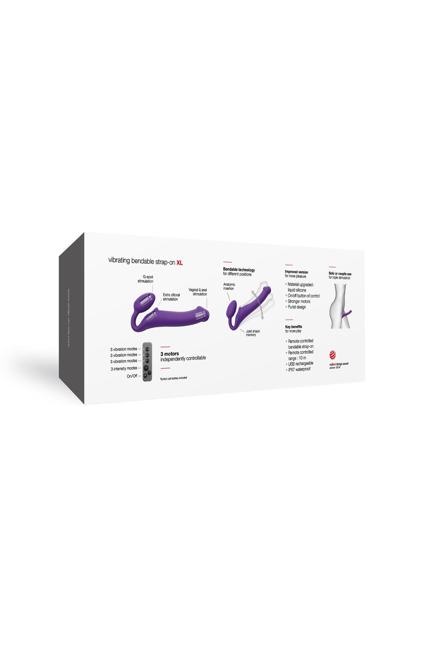 VIBRATING BENDABLE STRAP-ON - XL - PURPLE