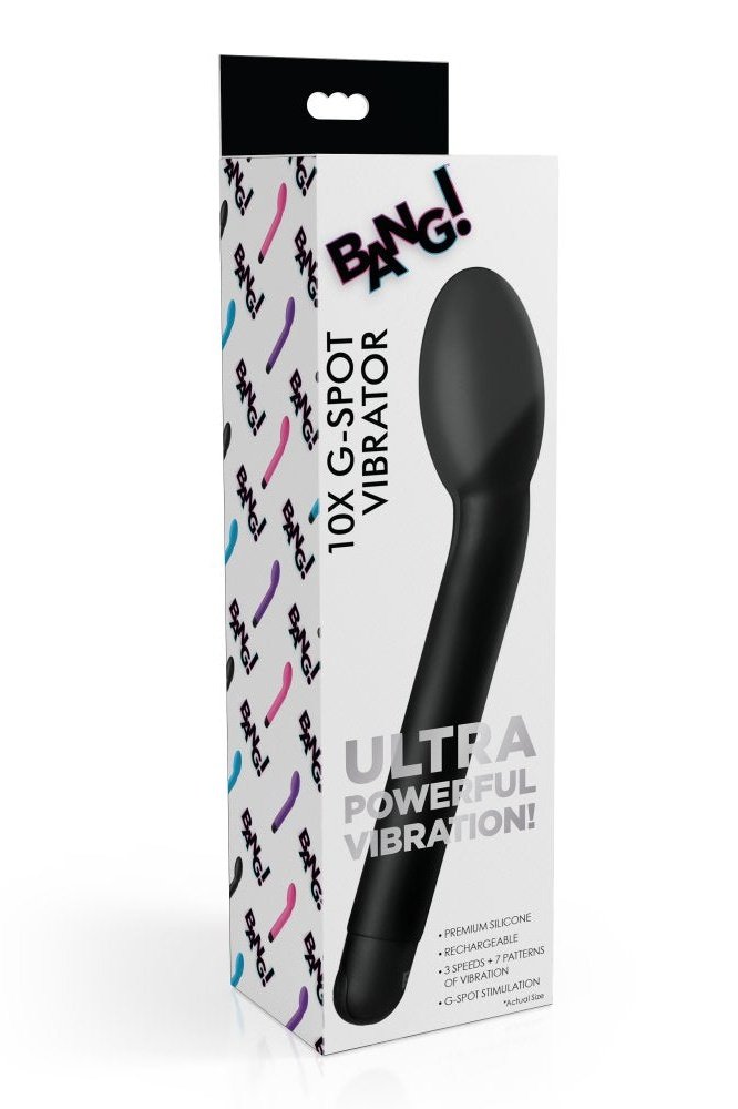 10X Silicone G-Spot Vibrator - Black - Free Shipping