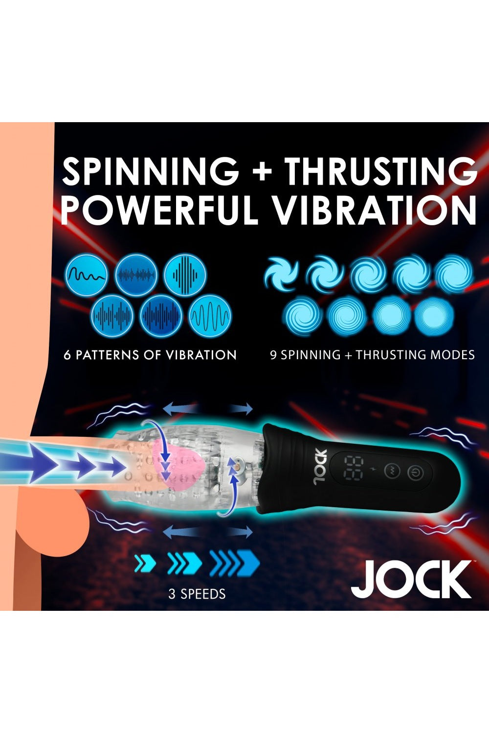 Spinning, Thrusting and Vibrating Masturbator - Free Shipping
