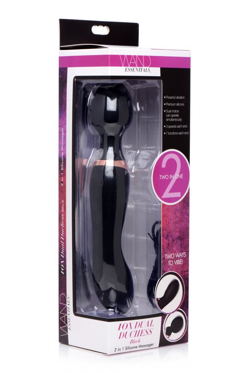 10X Dual Duchess 2-in-1 Silicone Massager - Black Free Shipping