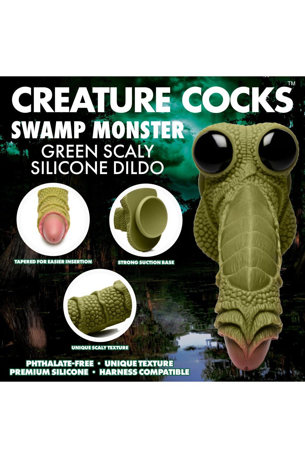 Swamp Monster Green Scaly Silicone Dildo Free Shipping