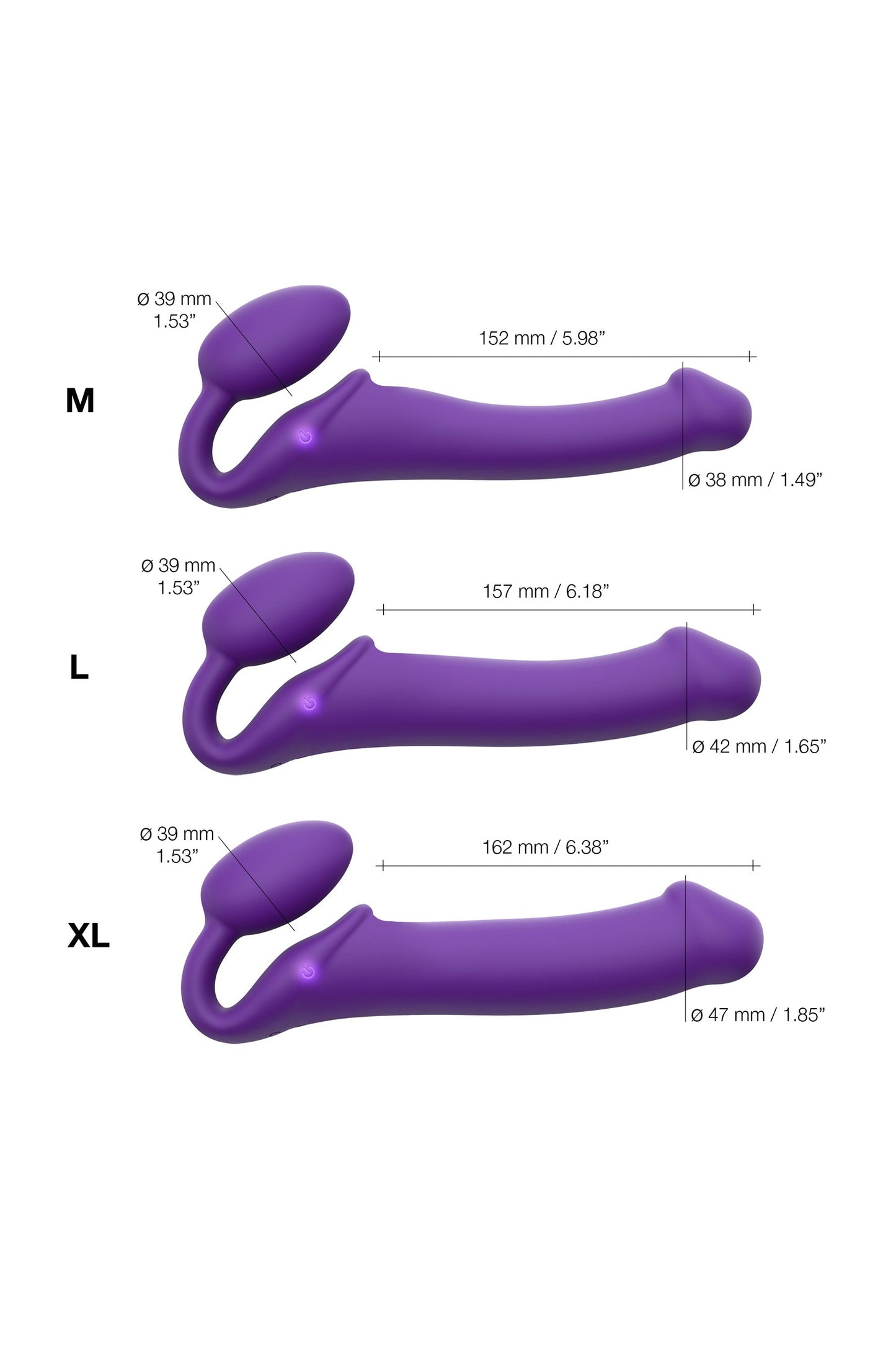 VIBRATING BENDABLE STRAP-ON - XL - PURPLE