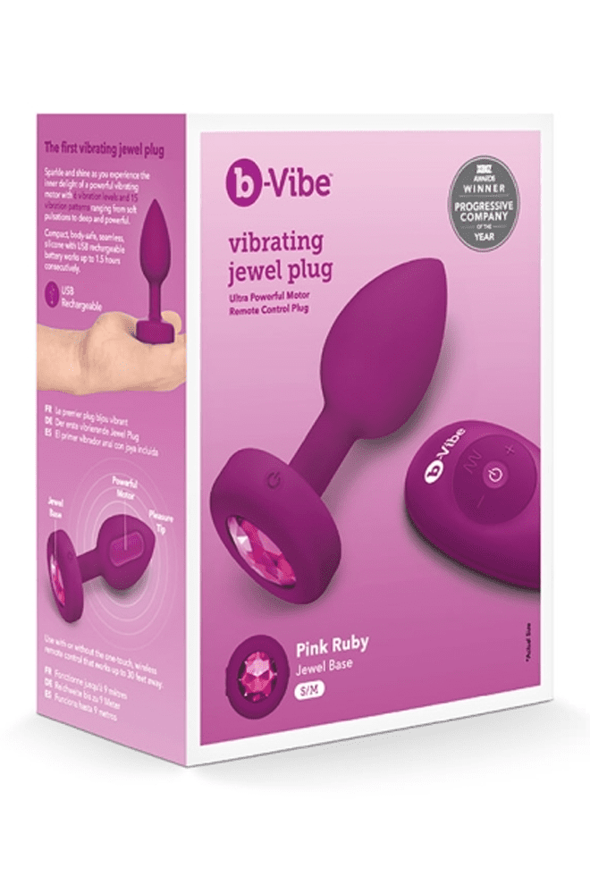 VIBRATING JEWEL PLUG | S/M | FUCHSIA - Free Shipping