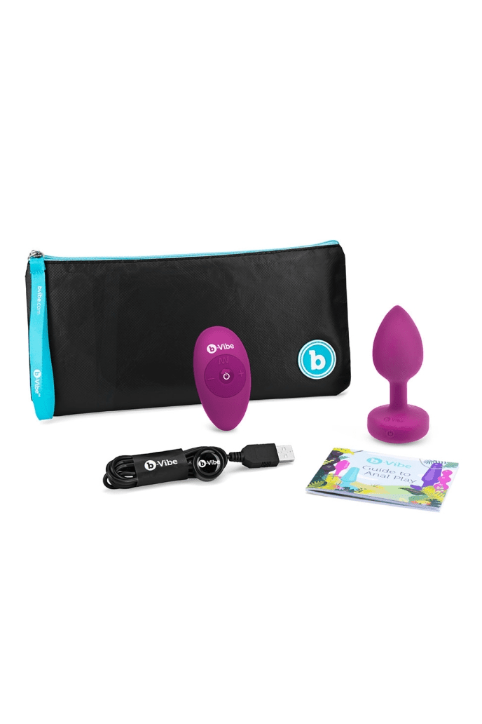 VIBRATING JEWEL PLUG | S/M | FUCHSIA - Free Shipping