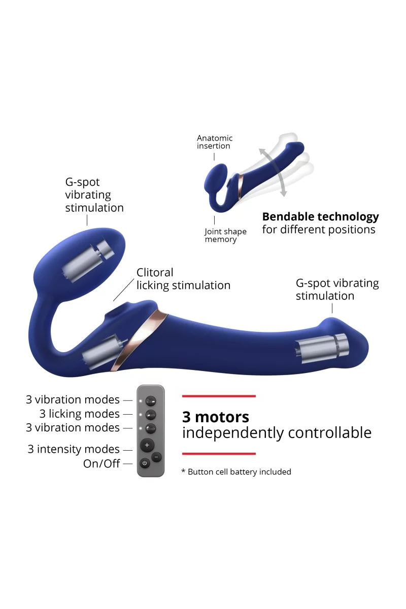 MULTI ORGASM BENDABLE STRAP-ON - XL - NIGHT BLUE