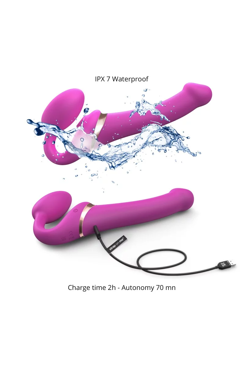 MULTI ORGASM BENDABLE STRAP-ON - M - FUCHSIA