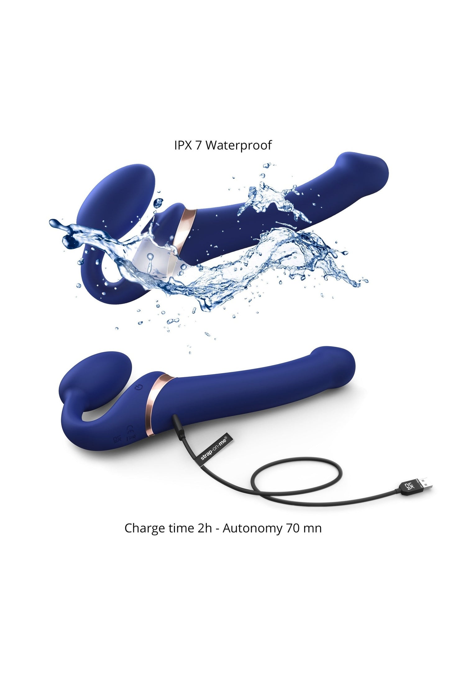 MULTI ORGASM BENDABLE STRAP-ON - S - NIGHT BLUE