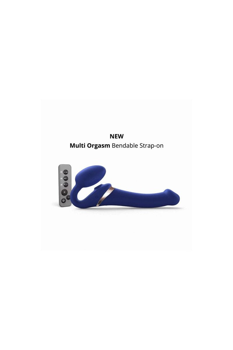 MULTI ORGASM BENDABLE STRAP-ON - S - NIGHT BLUE