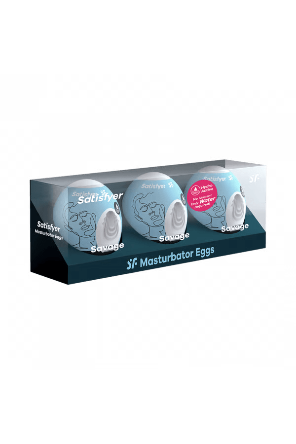 Masturbator Egg 3er Set (Savage) Light Blue - Free Shipping