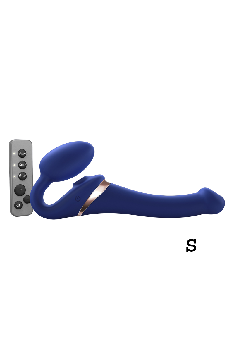 MULTI ORGASM BENDABLE STRAP-ON - S - NIGHT BLUE