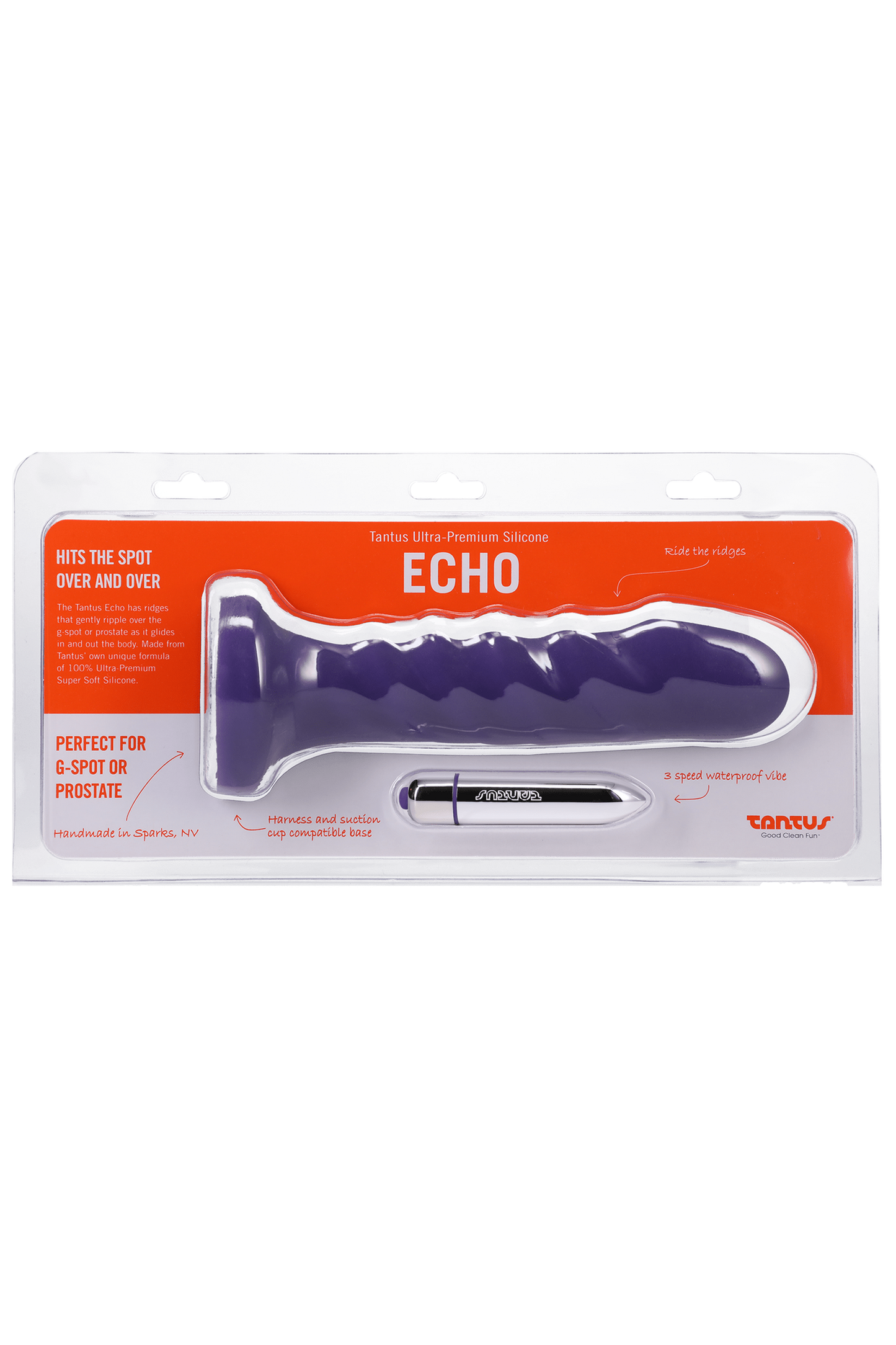 Tantus Silicone Echo Silicone Vibrator Midnight Purple Free Shipping