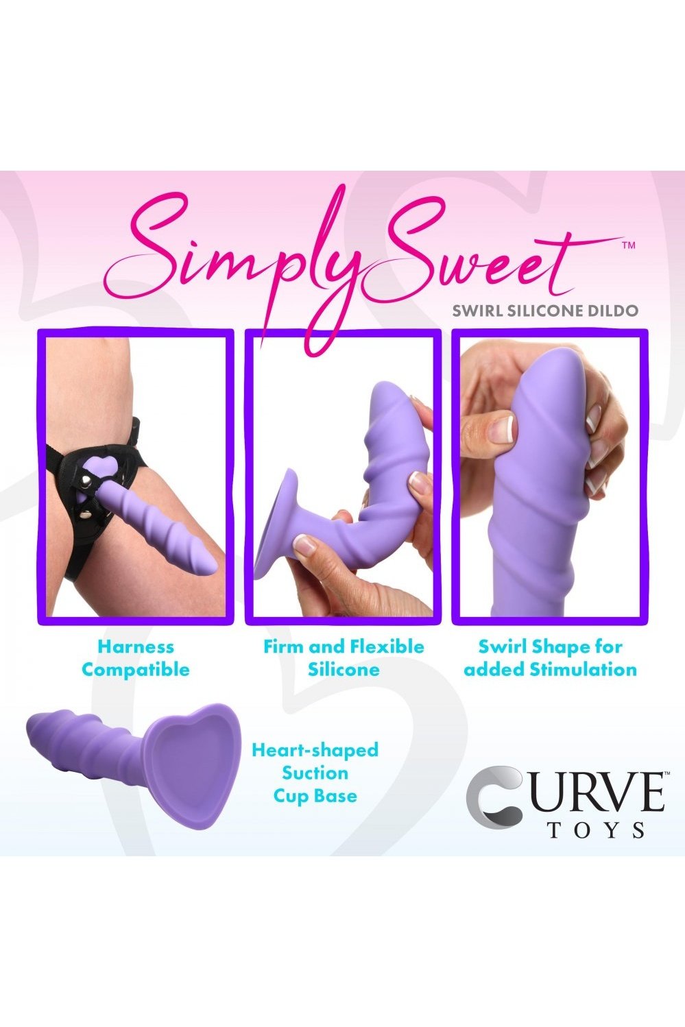 Swirl Silicone Purple Dildo Free Shipping
