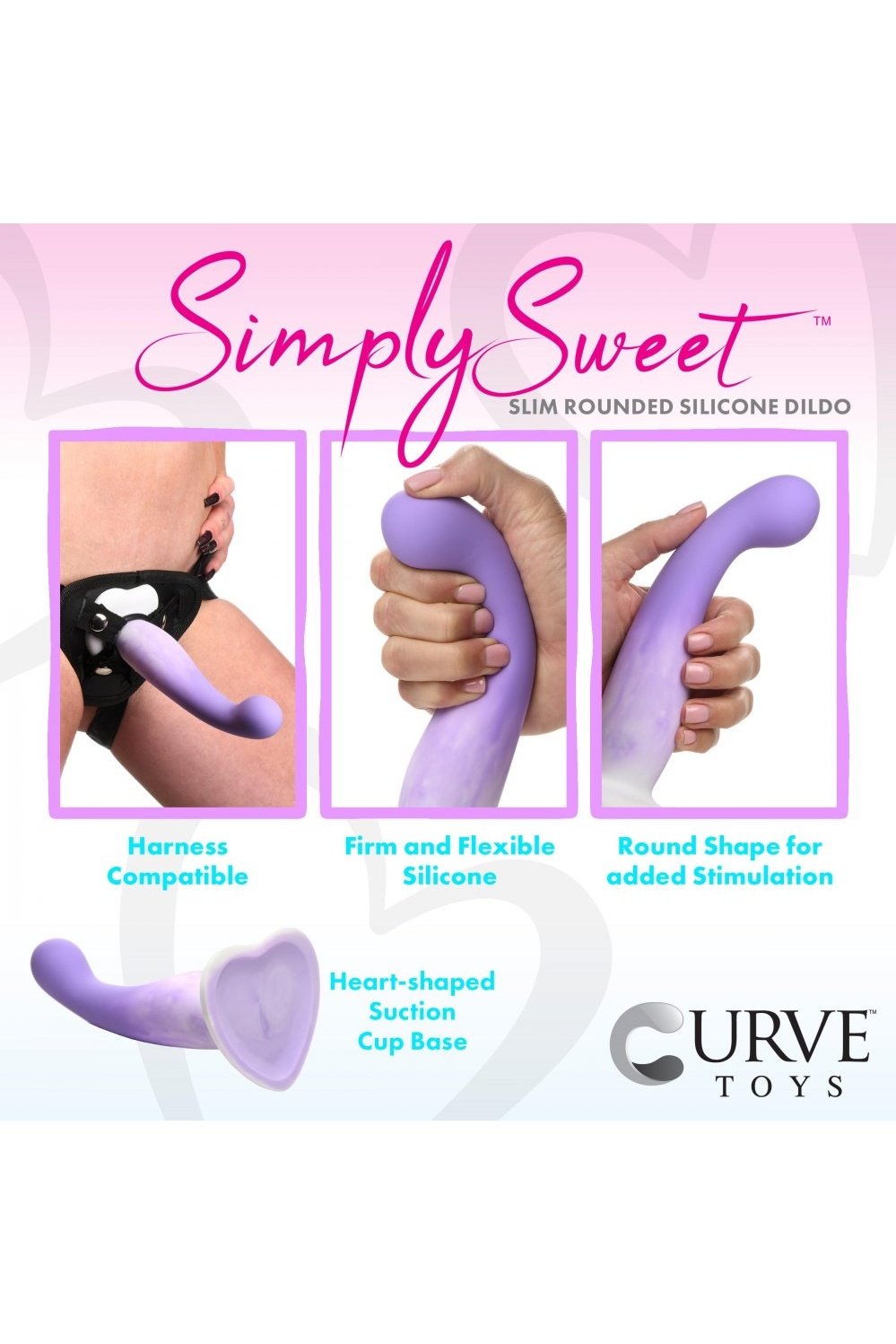 Slim G-Spot Silicone Purple and White Dildo Free Shipping