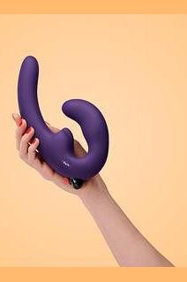 STRAPLESS DOUBLE DILDO DARK VIOLET free shipping - ToysZone.ca