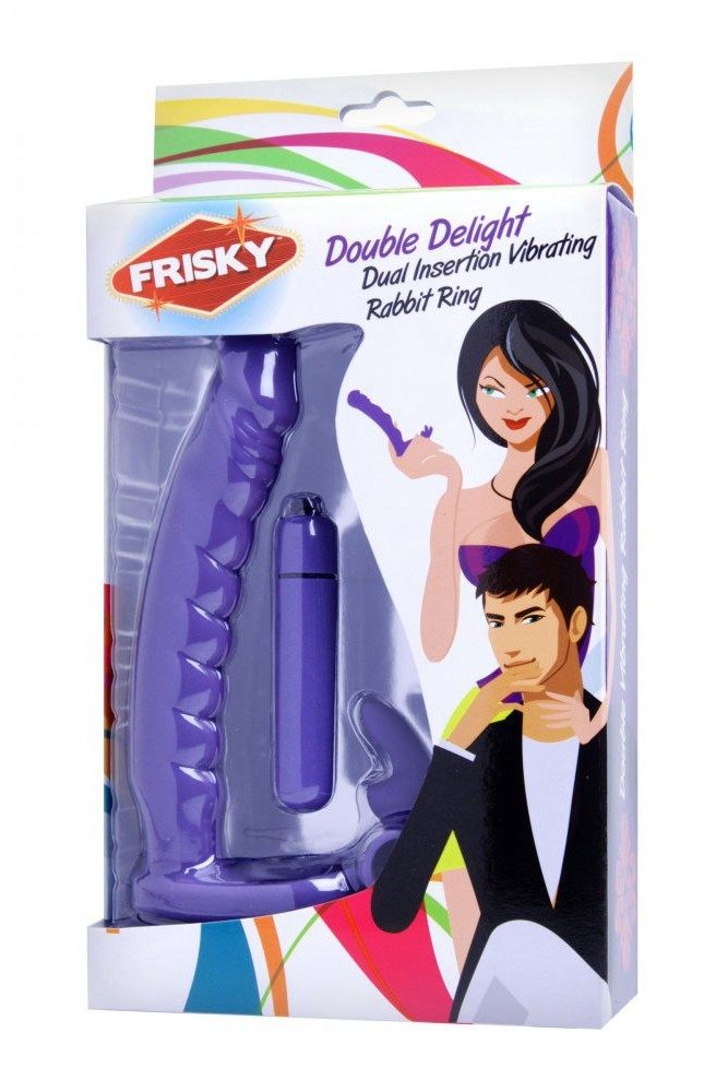 Double Delight Dual Penetration Vibrating Rabbit Cock Ring freeshipping - ToysZone.ca