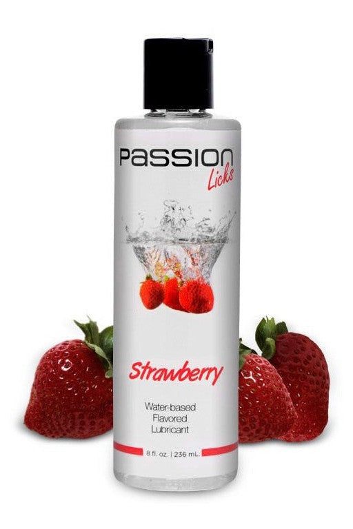 Passion Licks Strawberry Water Based Flavored Lubricant - 8 oz free shipping - ToysZone.ca