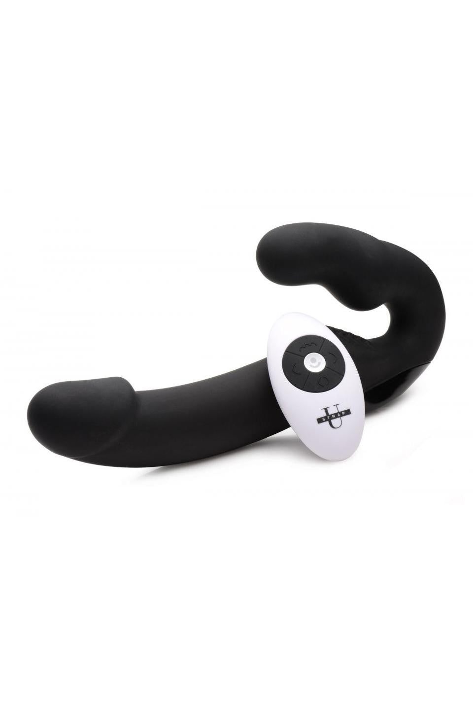 Urge Silicone Strapless Strap On With Remote- Black freeshipping - ToysZone.ca