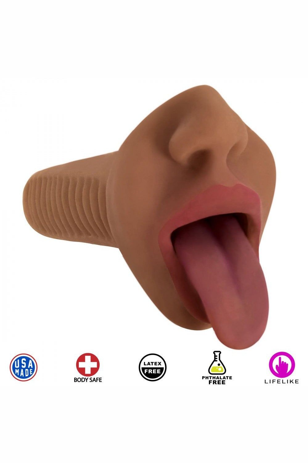 Mistress Mercedes Vibrating Mouth Stroker- Brown free shipping - ToysZone.ca