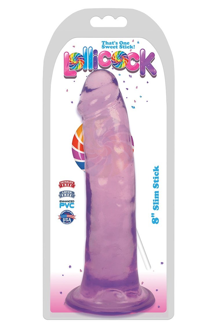 8 Inch Slim Stick Grape Ice Dildo Free Shipping