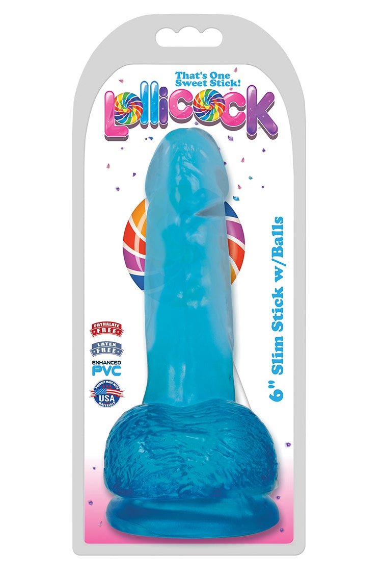 6 Inch Slim Stick with Balls Berry Ice Dildo Free Shipping