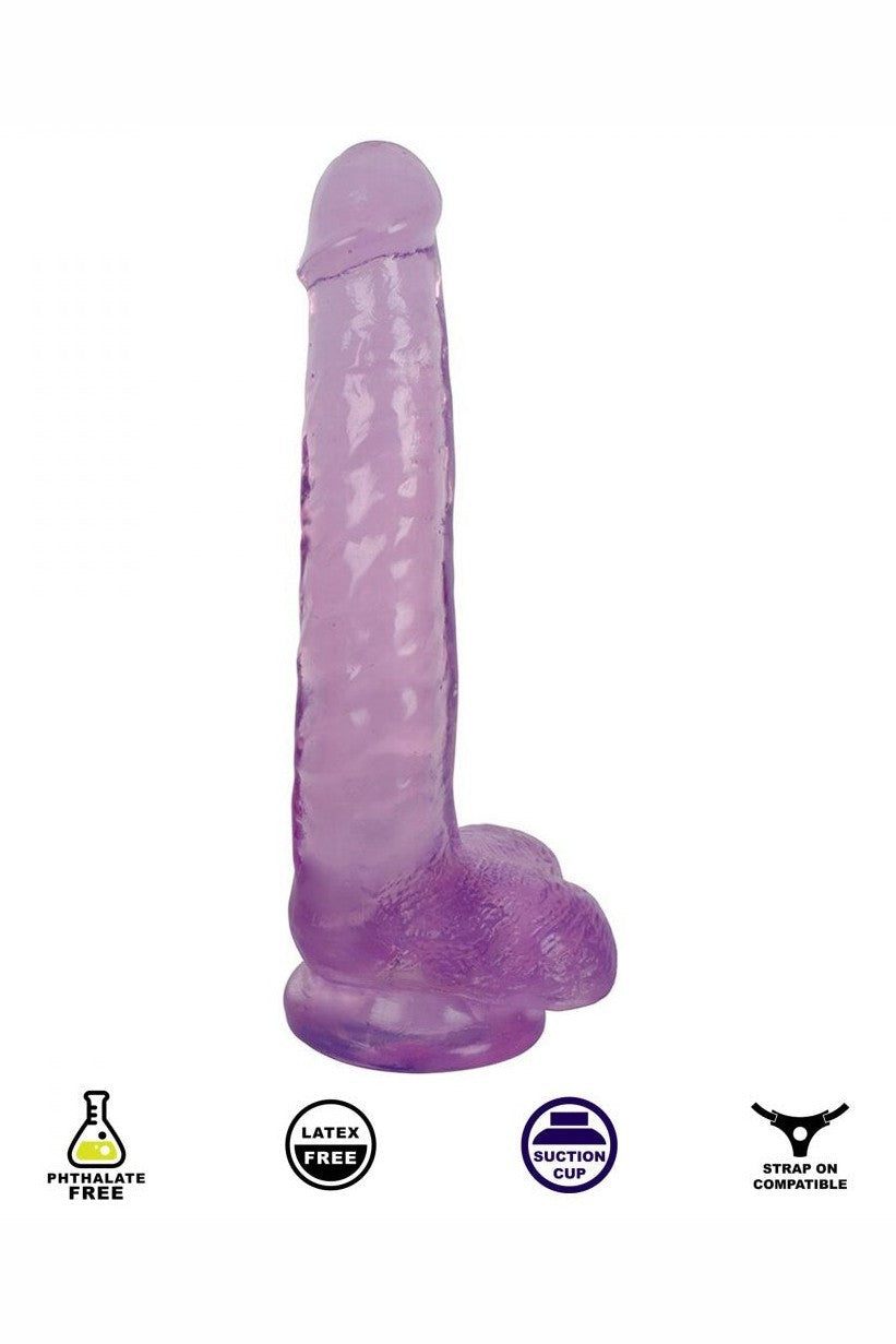 8 Inch Slim Stick with Balls Grape Ice Dildo freeshipping - ToysZone.ca
