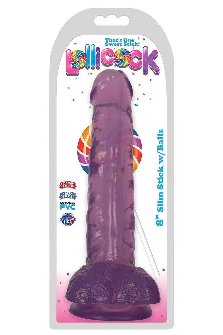 8 Inch Slim Stick with Balls Grape Ice Dildo freeshipping - ToysZone.ca