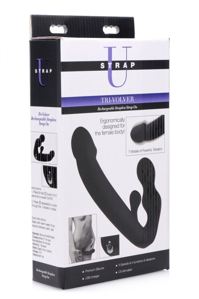 Tri-Volver Rechargeable Strapless Strap On Free Shipping