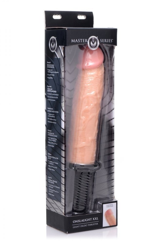 Onslaught 13 Mode XXL Vibrating Giant Dildo Thruster - Flesh Free Shipping