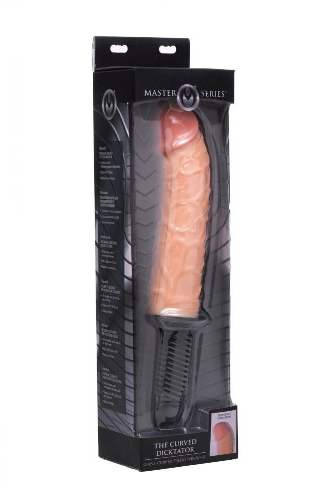 The Curved Dicktator 13 Mode Vibrating Giant Dildo Thruster - Flesh Free Shipping