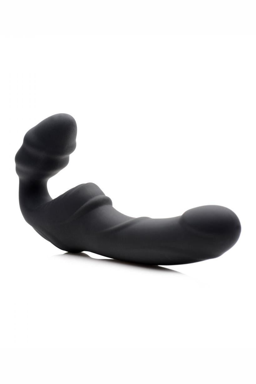 Slim Rider Ribbed Vibrating Silicone Strapless Strap On freeshipping - ToysZone.ca
