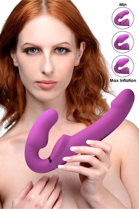 Worlds First Remote Control Inflatable Vibrating Silicone Ergo Fit Strapless Strap-On freeshipping - ToysZone.ca