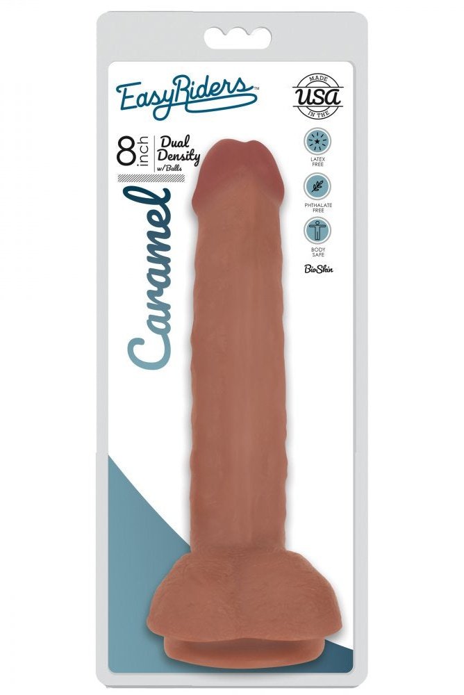 Easy Riders 8 Inch Dual Density Dildo With Balls - Tan