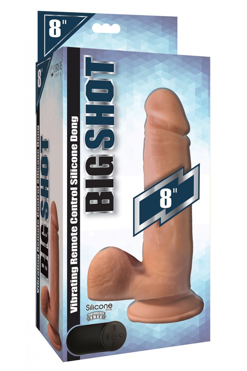 Big Shot Vibrating Remote Control Silicone Dildo with Balls - 8 Inch Free Shipping