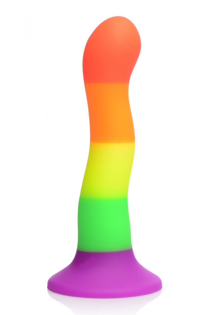 Proud Rainbow Silicone Dildo with Harness Free Shipping