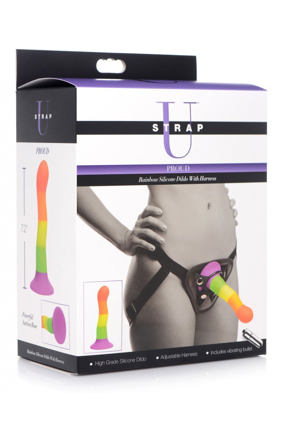 Proud Rainbow Silicone Dildo with Harness Free Shipping