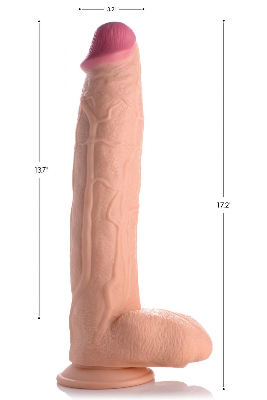 Raging Rhino 17 Inch Veiny Dildo - Flesh Free Shipping