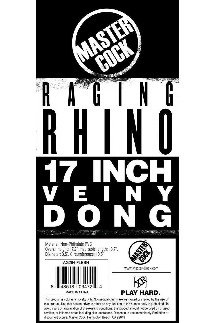 Raging Rhino 17 Inch Veiny Dildo - Flesh Free Shipping