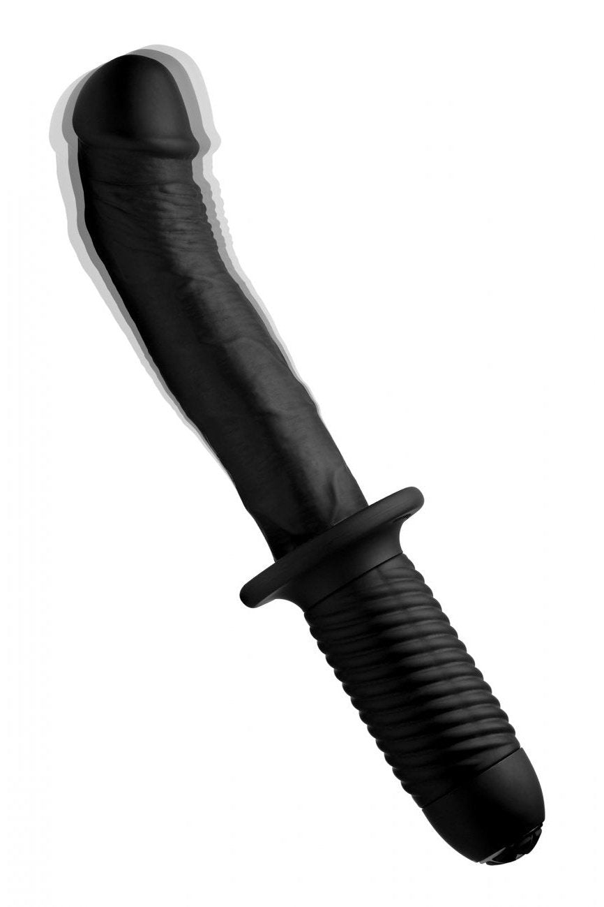The Large Realistic 10X Silicone Vibrator with Handle Free Shipping