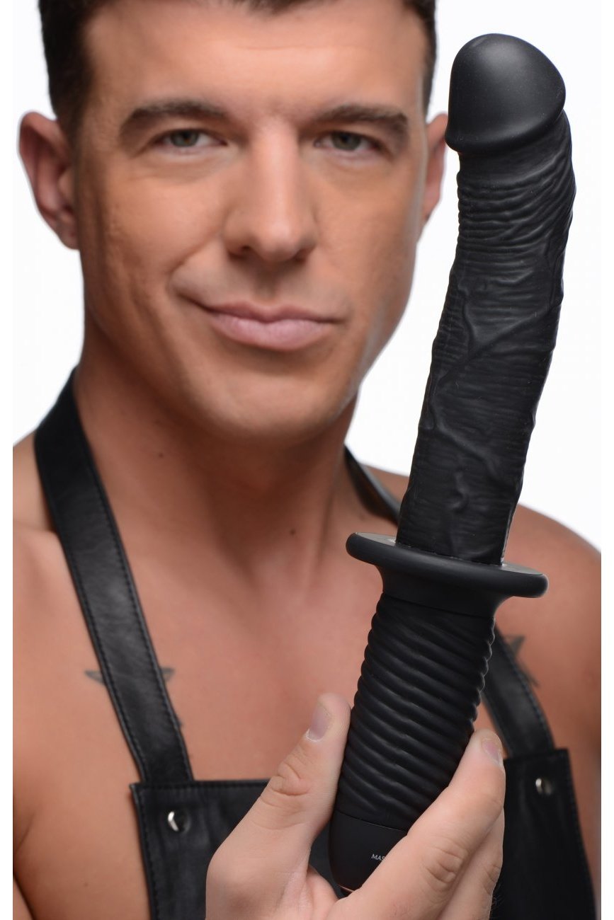 The Large Realistic 10X Silicone Vibrator with Handle Free Shipping