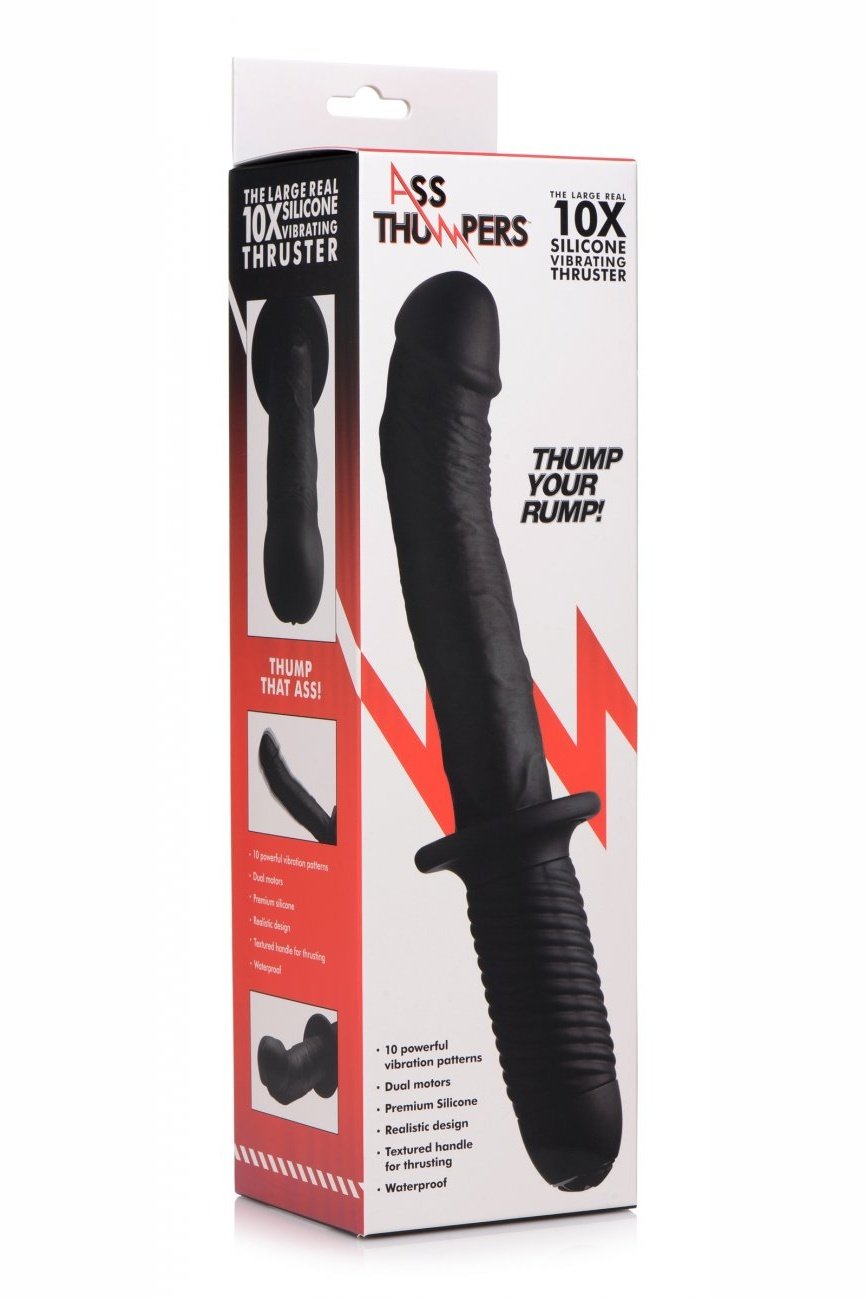 The Large Realistic 10X Silicone Vibrator with Handle Free Shipping