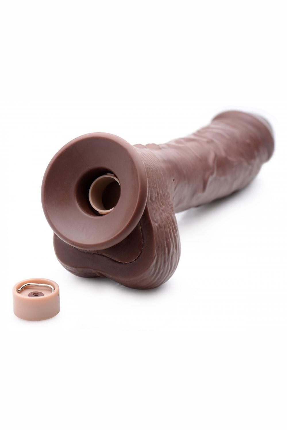 8.5 Inch Vibrating Squirting Dildo with Remote Control - Dark freeshipping - ToysZone.ca