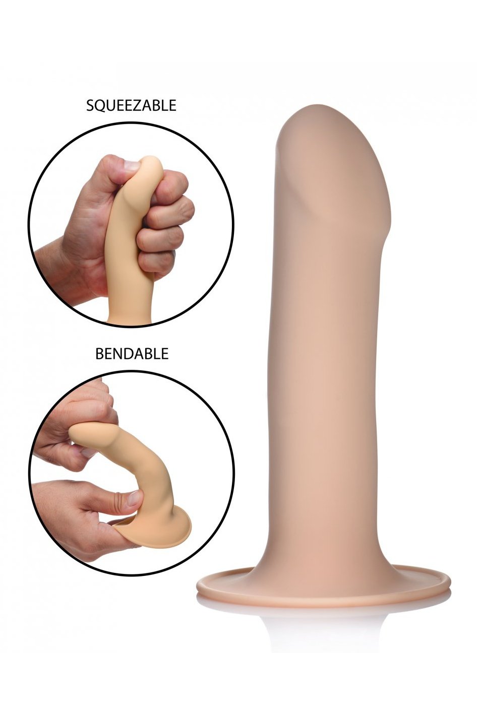 Squeezable Phallic Dildo - Beige Free Shipping
