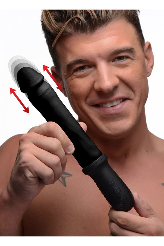 8X Auto Pounder Vibrating and Thrusting Dildo with Handle - Black Free Shipping