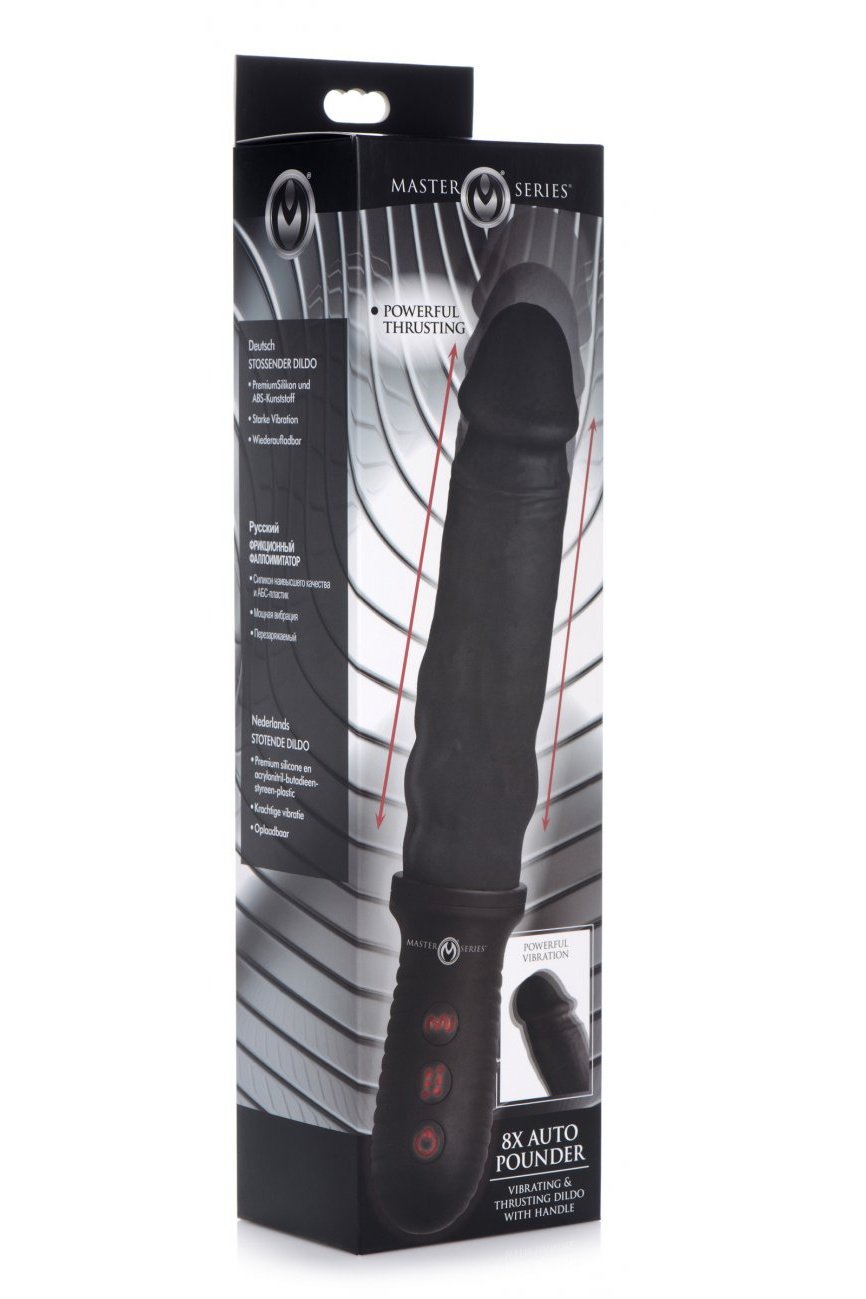 8X Auto Pounder Vibrating and Thrusting Dildo with Handle - Black Free Shipping