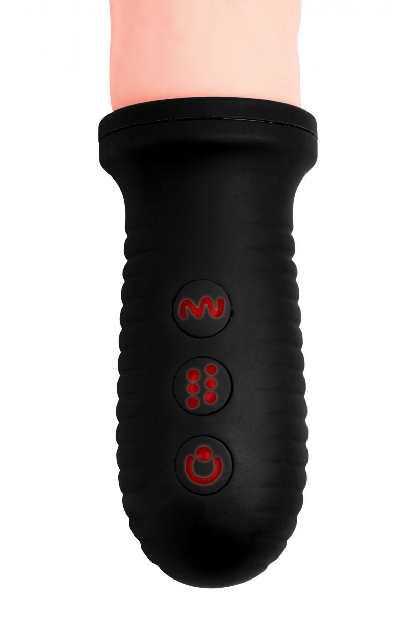 8X Auto Pounder Vibrating and Thrusting Dildo with Handle - Beige Free Shipping