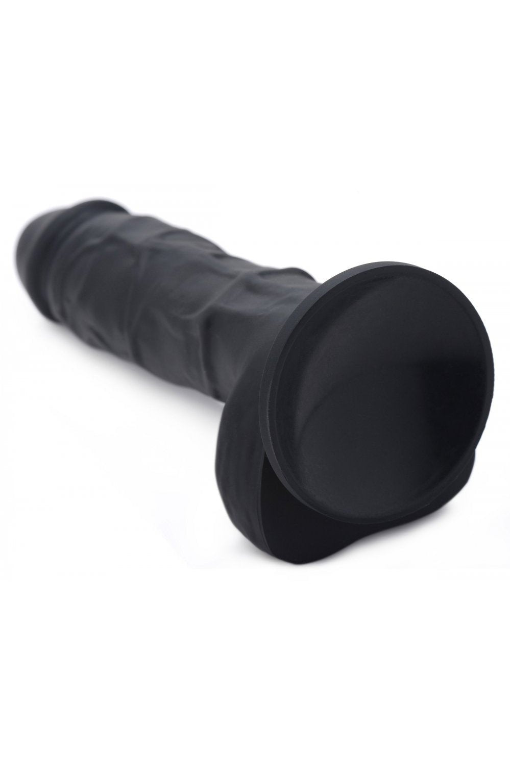 Power Pecker 7 Inch Silicone Dildo with Balls - Black Free Shipping
