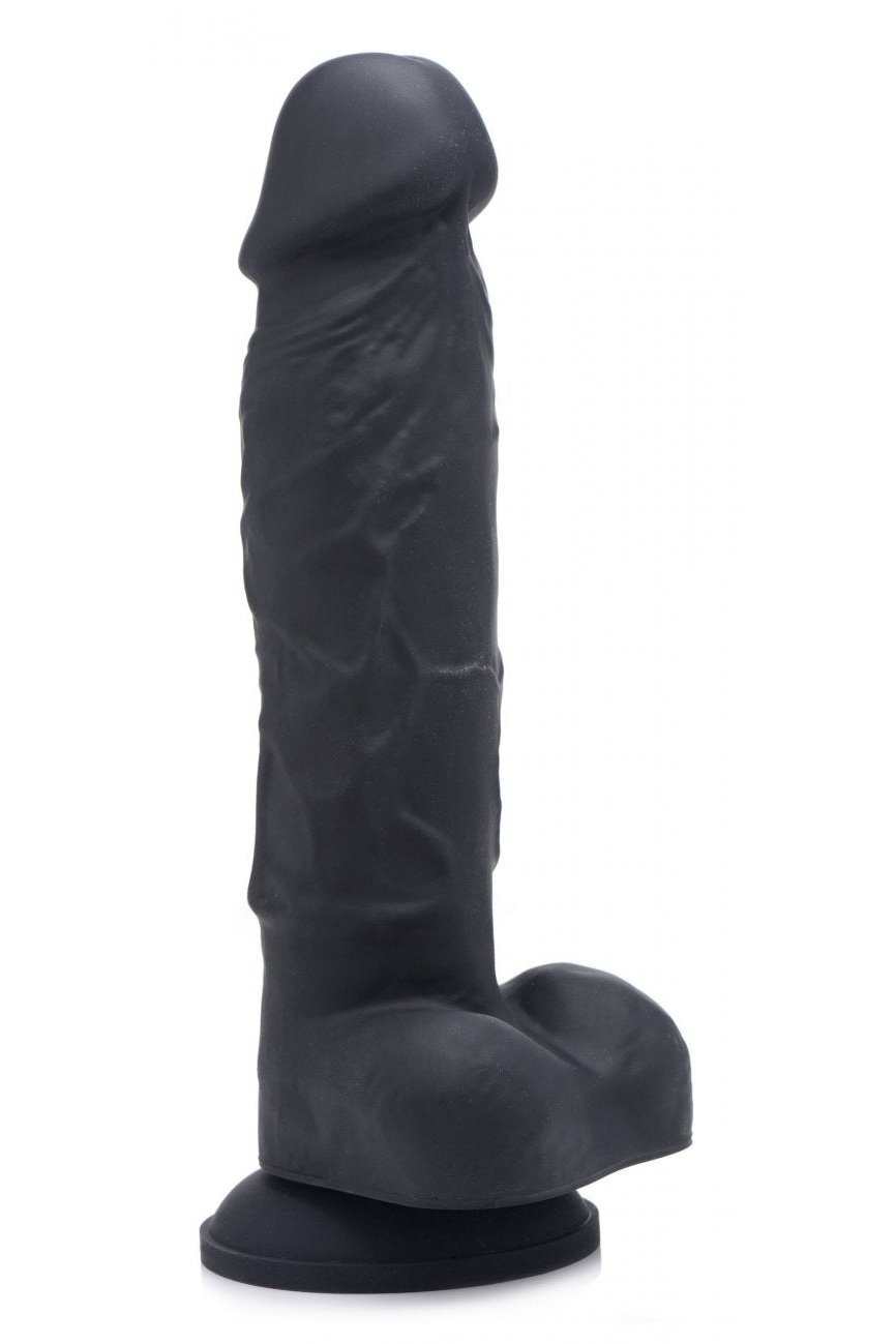 Power Pecker 7 Inch Silicone Dildo with Balls - Black Free Shipping