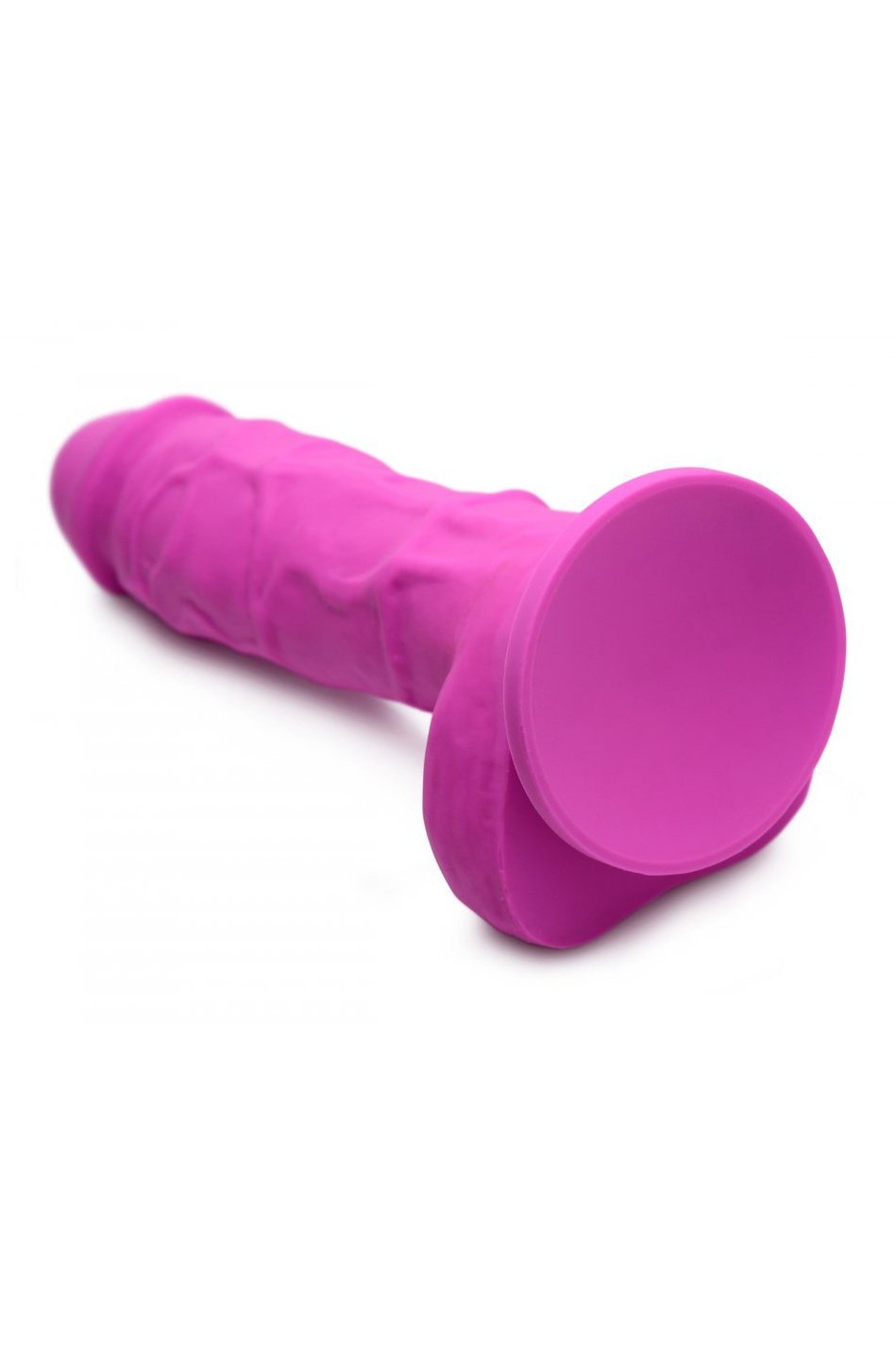 Power Pecker 7 Inch Silicone Dildo with Balls - Pink Free Shipping